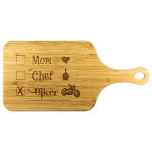 Mom, Chef, Biker Bamboo Cutting Board