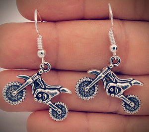 Tibetan Silver Motorcross Dirtbike Earrings