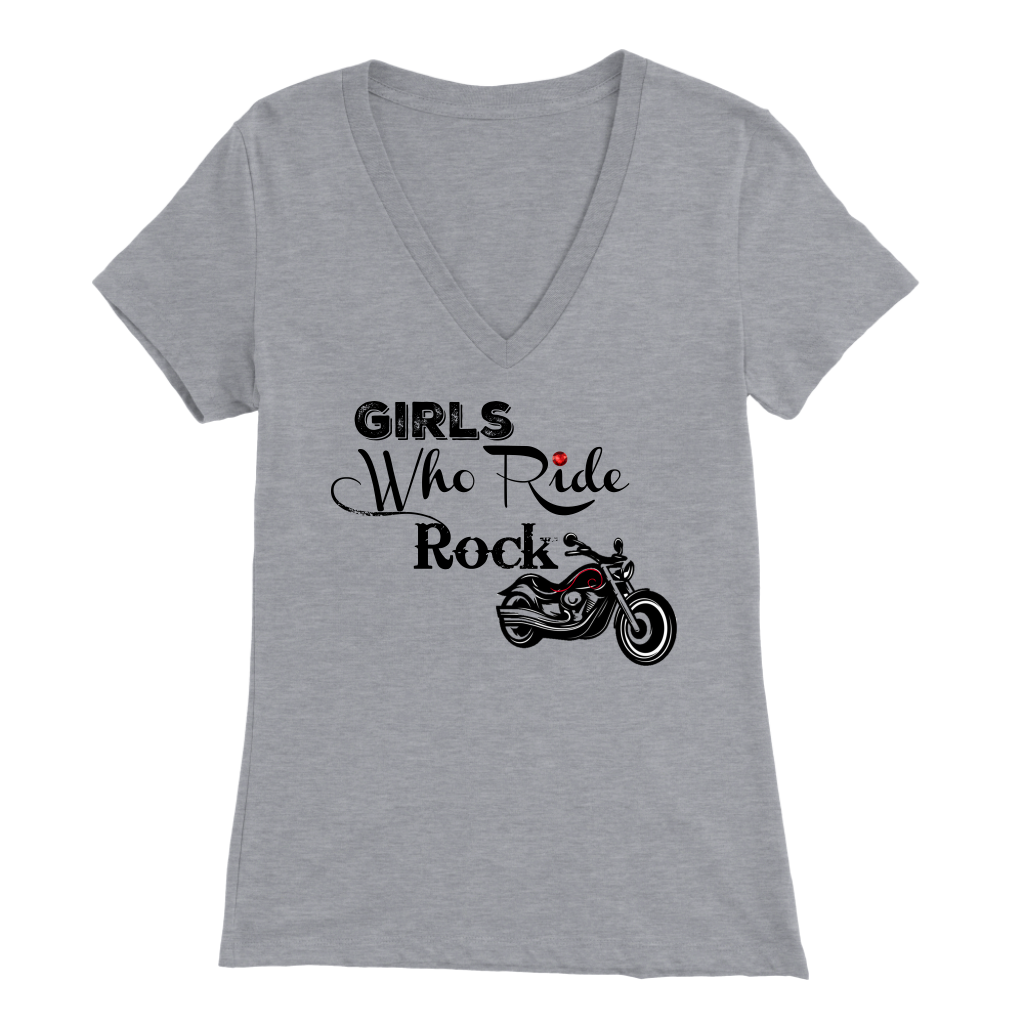 Girls Who Ride Rock V-Neck T-Shirt