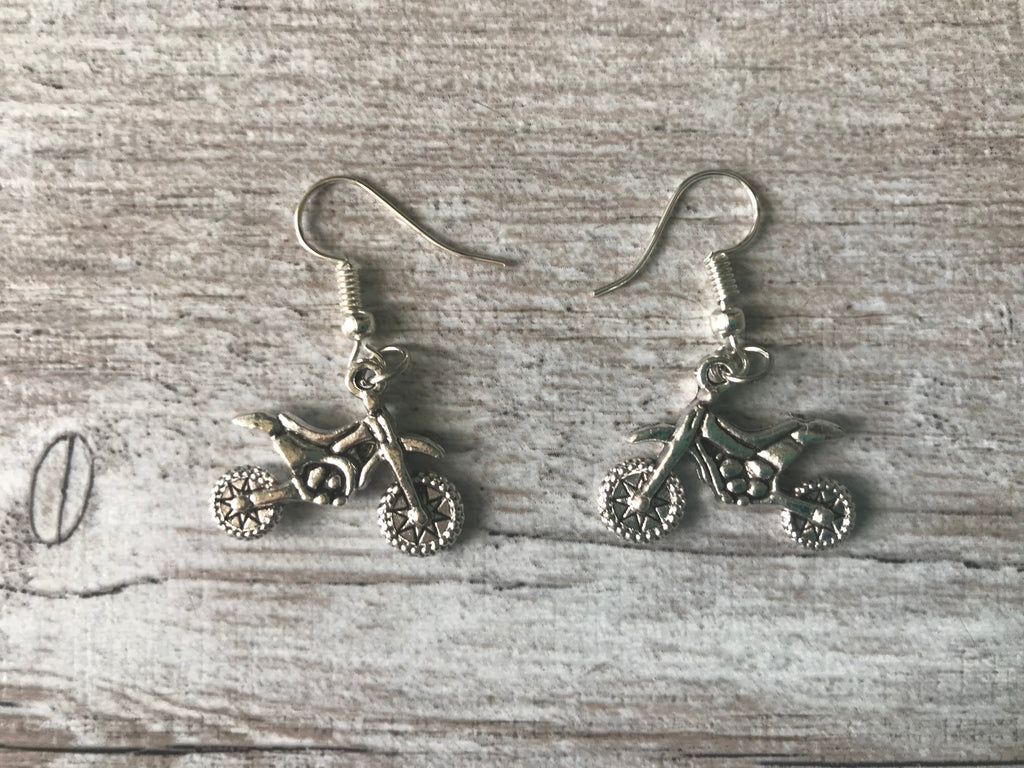Tibetan Silver Motorcross Dirtbike Earrings