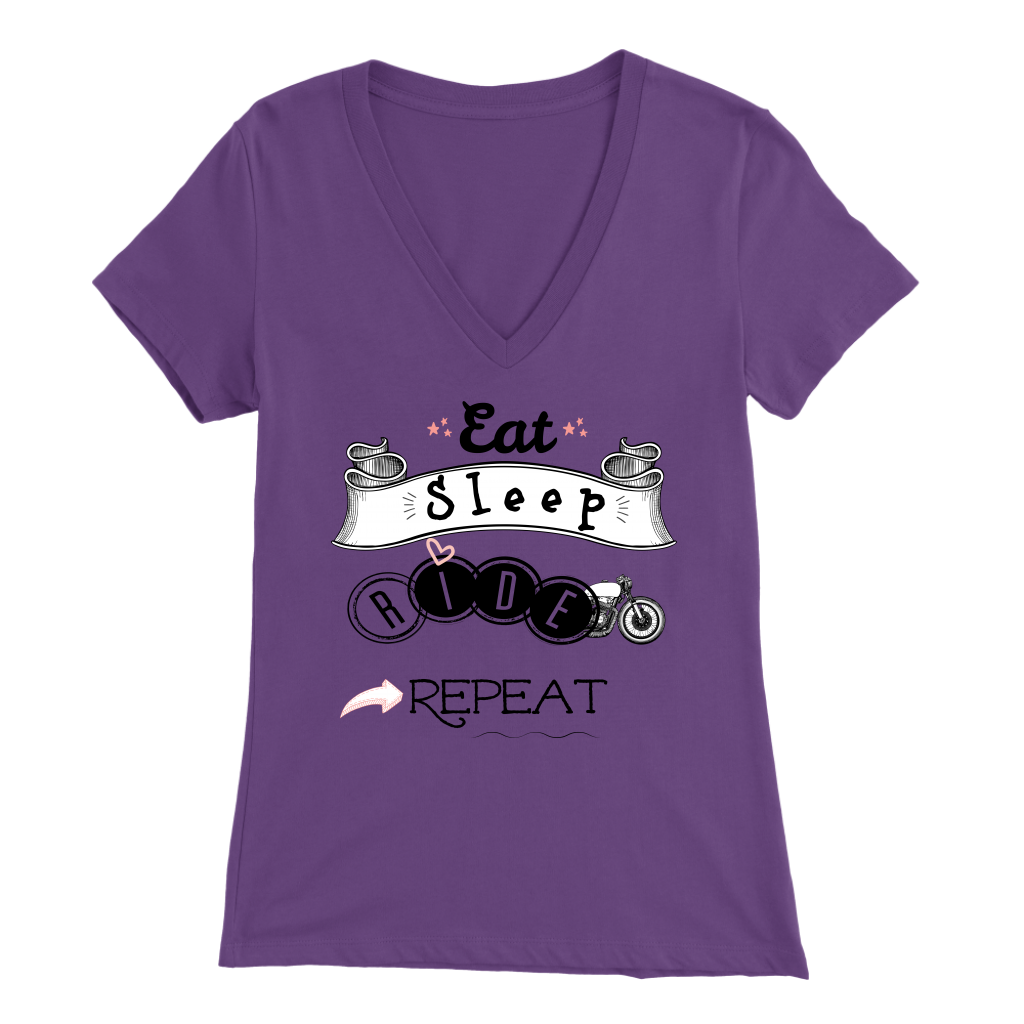 Eat Sleep Ride Repeat Ladies' V-Neck T-Shirt