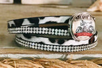 White Leopard and Rhinestone Cruiser Bracelet