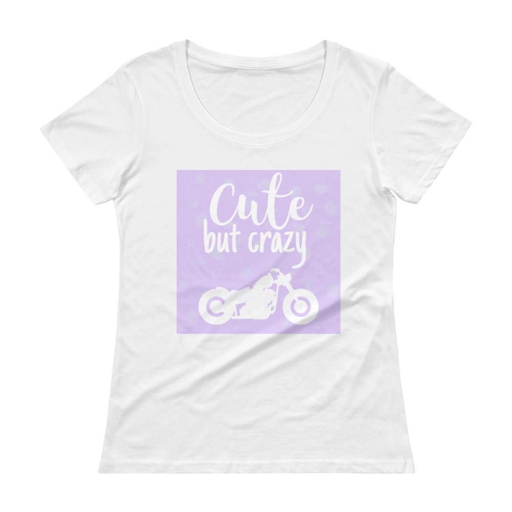 Cute But Crazy Ladies' Motorcycle Scoopneck T-Shirt