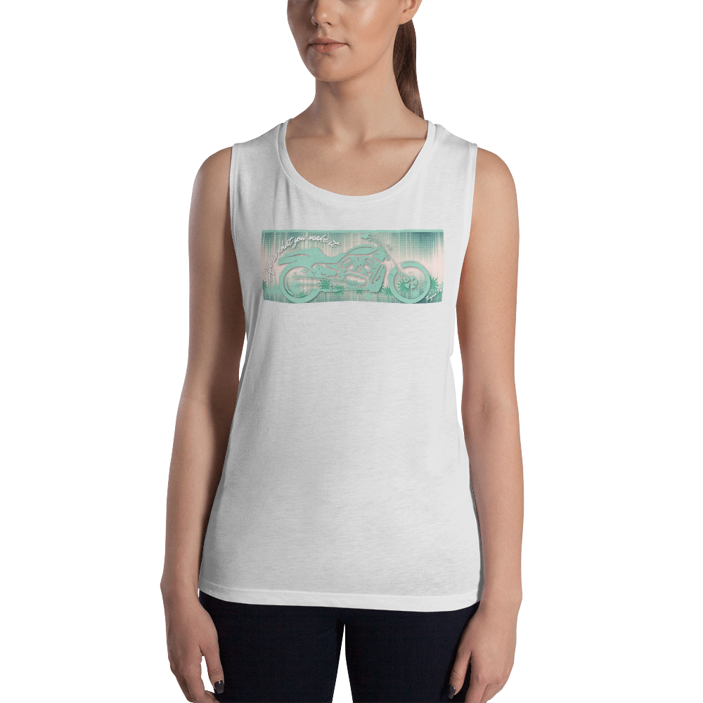 Life is What You Make It Mint Green Ladies’ Motorcycle Tank