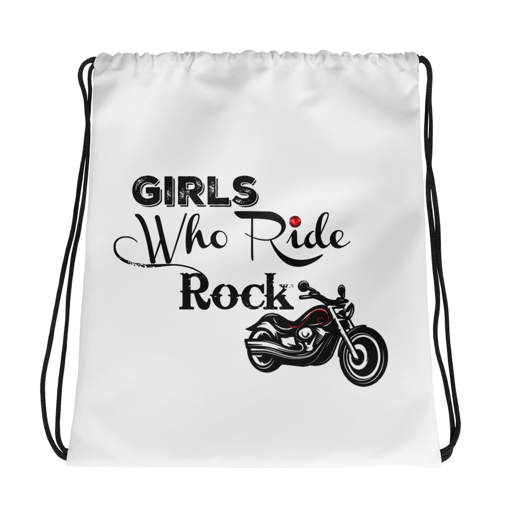 Girls Who Ride Rock Helmet Drawstring bag