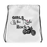 Girls Who Ride Rock Helmet Drawstring bag